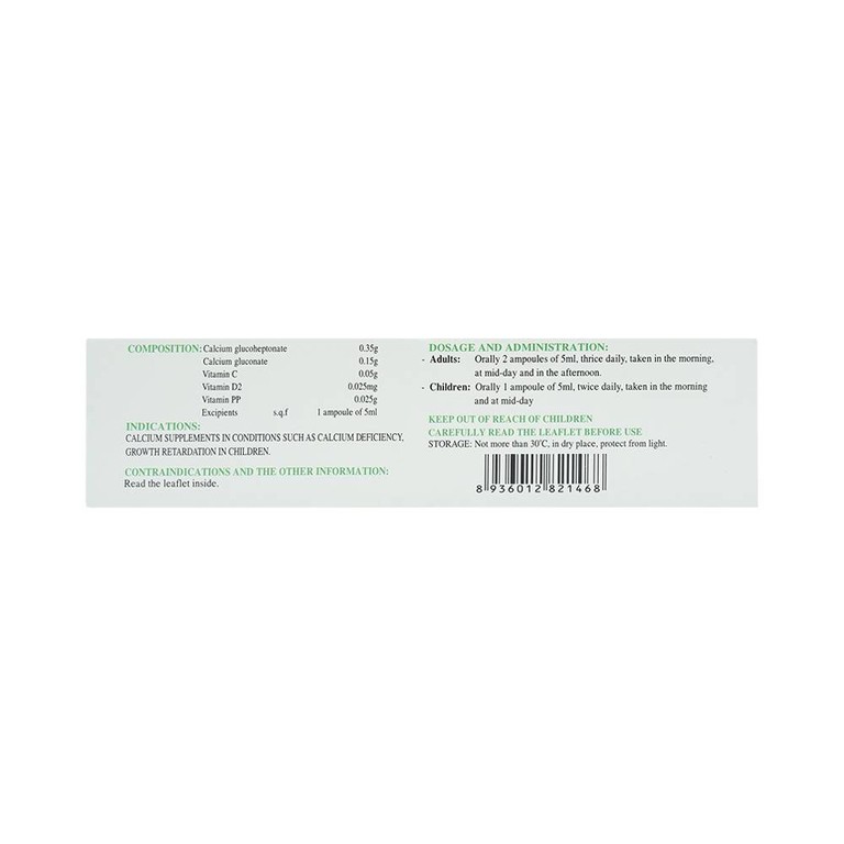 Dung dịch uống Pecaldex Nadyphar bổ sung canxi cho trẻ em chậm lớn (18 ống)