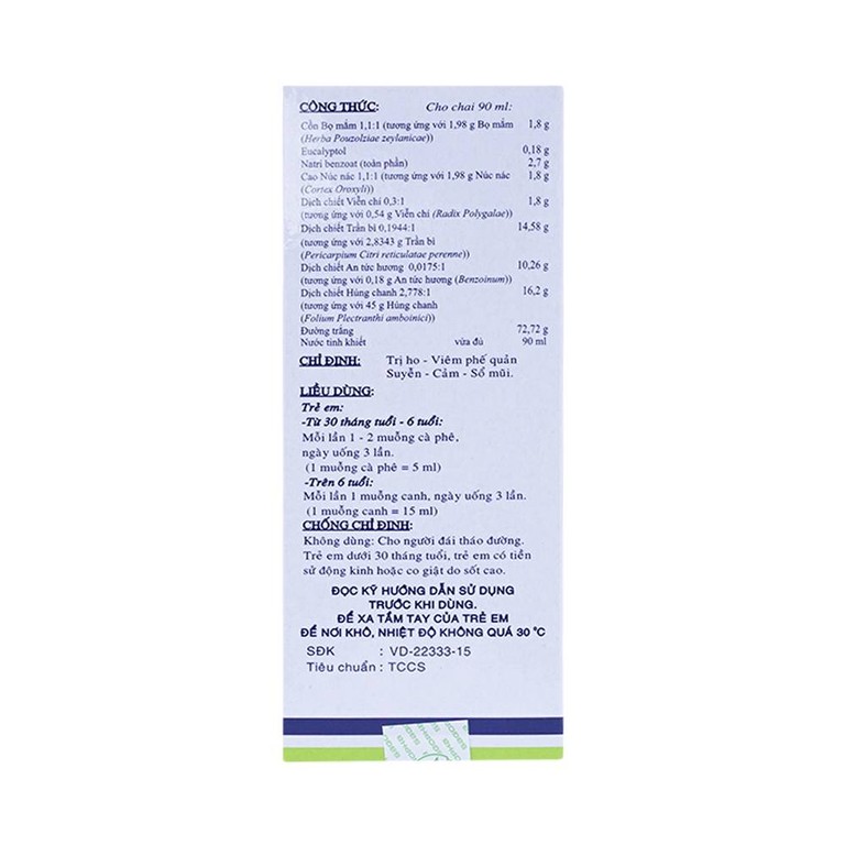 Siro trị ho trẻ em Pectol-E Sagopha điều trị ho, viêm phế quản, suyễn, cảm, sổ mũi (90ml)