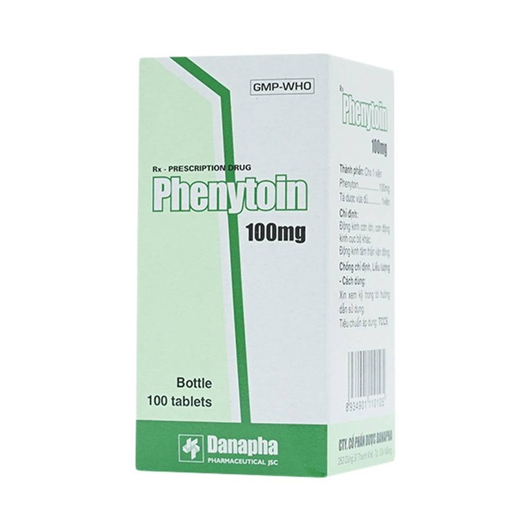 Viên nén Phenytoin 100mg Danapha điều trị động kinh cơn lớn, động kinh cục bộ (100 viên)