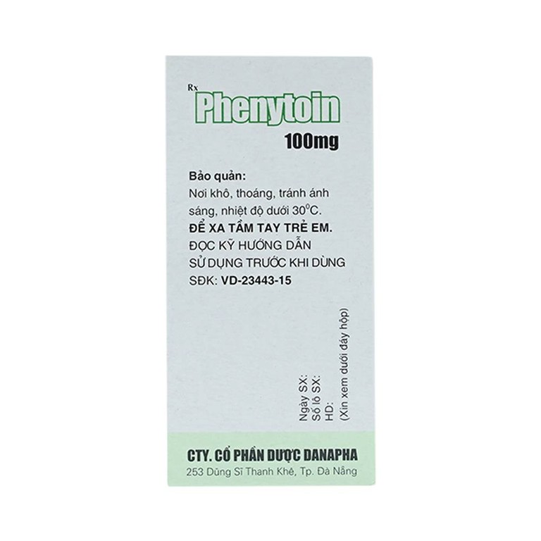Viên nén Phenytoin 100mg Danapha điều trị động kinh cơn lớn, động kinh cục bộ (100 viên)