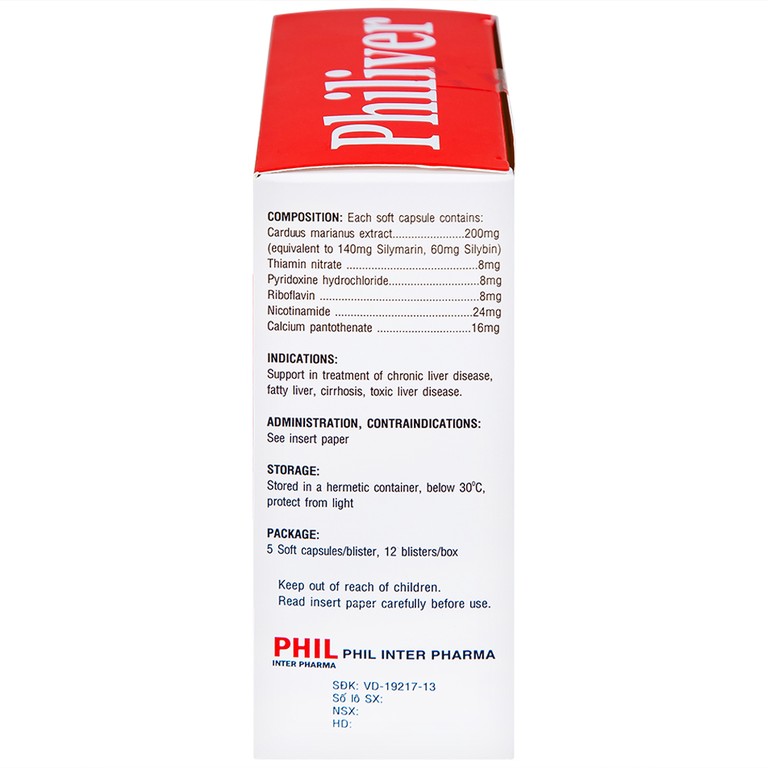 Viên nang mềm Philiver Phil Inter Pharma điều trị bệnh gan mạn tính, gan nhiễm mỡ (12 vỉ x 5 viên)
