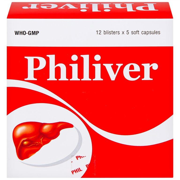 Viên nang mềm Philiver Phil Inter Pharma điều trị bệnh gan mạn tính, gan nhiễm mỡ (12 vỉ x 5 viên)