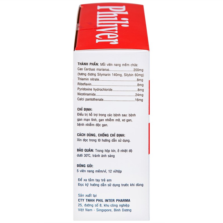 Viên nang mềm Philiver Phil Inter Pharma điều trị bệnh gan mạn tính, gan nhiễm mỡ (12 vỉ x 5 viên)