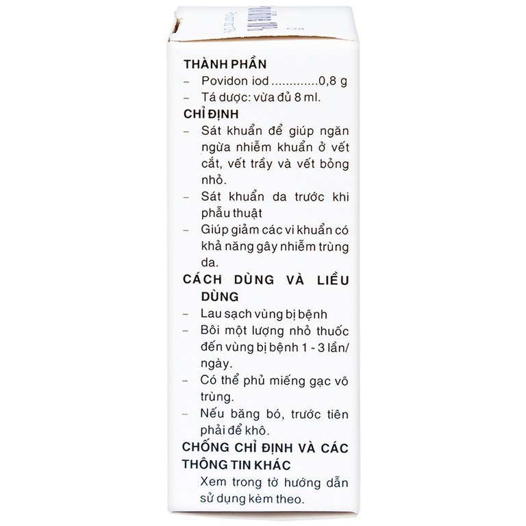 Dung dịch sát khuẩn Povidine 10% Pharmedic ngăn ngừa nhiễm khuẩn ở vết cắt, vết trầy (8ml)