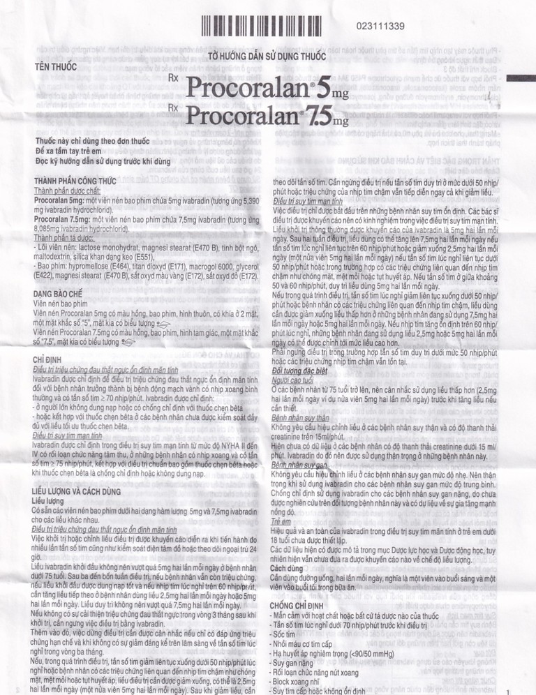 Thuốc Procoralan 5mg Servier điều trị đau thắt ngực ổn định (4 vỉ x 14 viên)