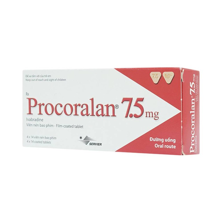 Thuốc Procoralan 7.5mg Servier điều trị đau thắt ngực ổn định (4 vỉ x 14 viên)