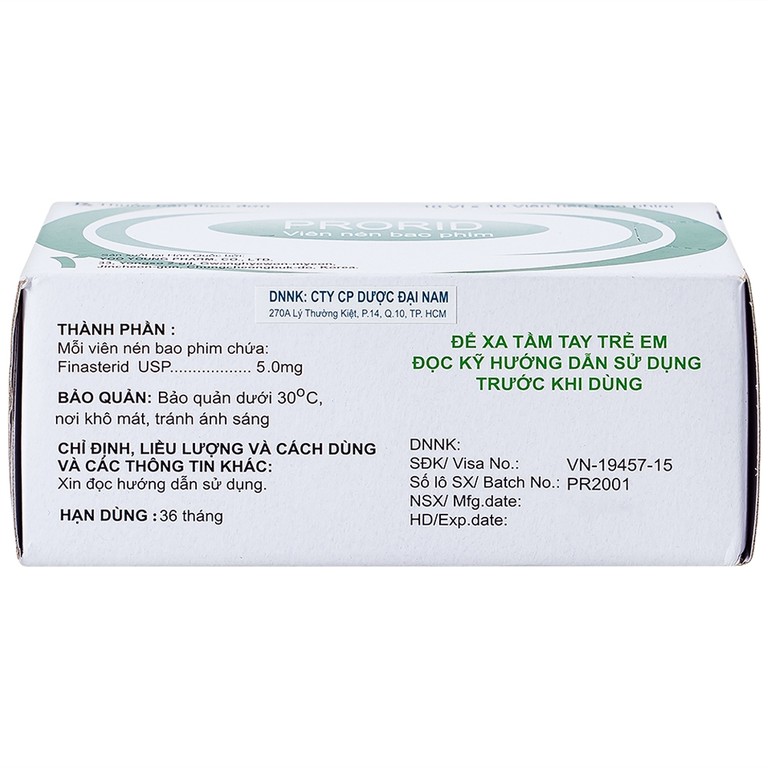 Thuốc Prorid 5mg Yoo Young điều trị tăng sản tuyến tiền liệt lành tính (10 vỉ x 10 viên)