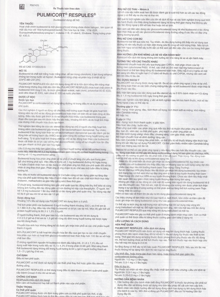 Khí dung Pulmicort Respules Astra điều trị hen phế quản (20 ống x 2ml) 