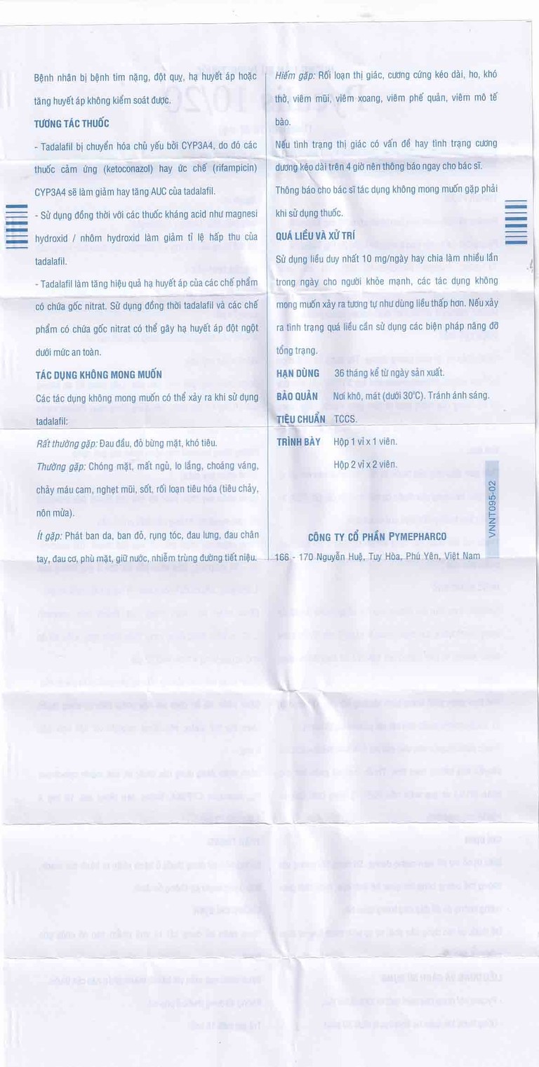 Thuốc Pycalis 10 Pymepharco điều trị rối loạn cương dương (1 vỉ x 1 viên)