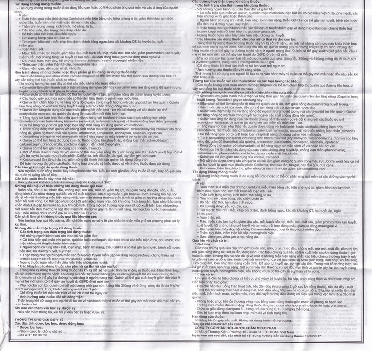 Thuốc Quinine Sulphate 250mg Mekophar điều trị sốt rét (180 viên)