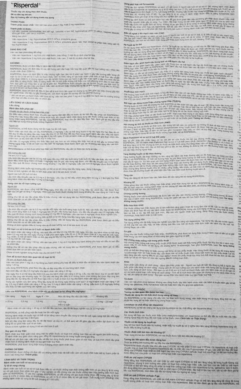 Thuốc Risperdal 1mg Janssen điều trị bệnh tâm thần phân liệt (6 vỉ x 10 viên)