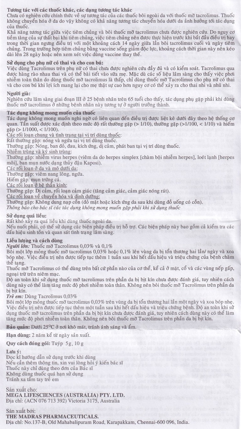 Thuốc mỡ bôi da Rocimus 0.03% MEGA We care điều trị viêm da cơ địa (10g)