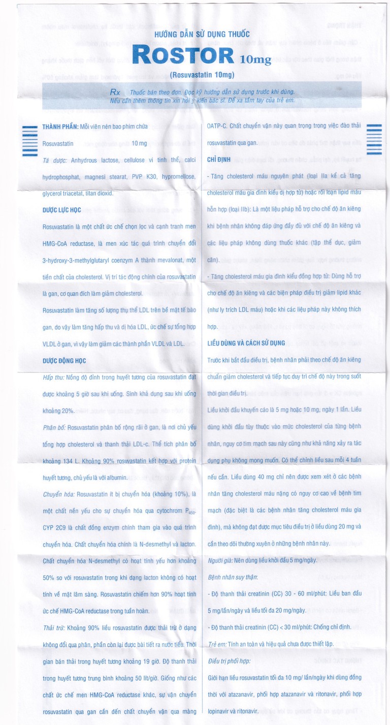 Thuốc Rostor 10mg Pymepharco điều trị tăng cholesterol máu nguyên phát (2 vỉ x 14 viên)