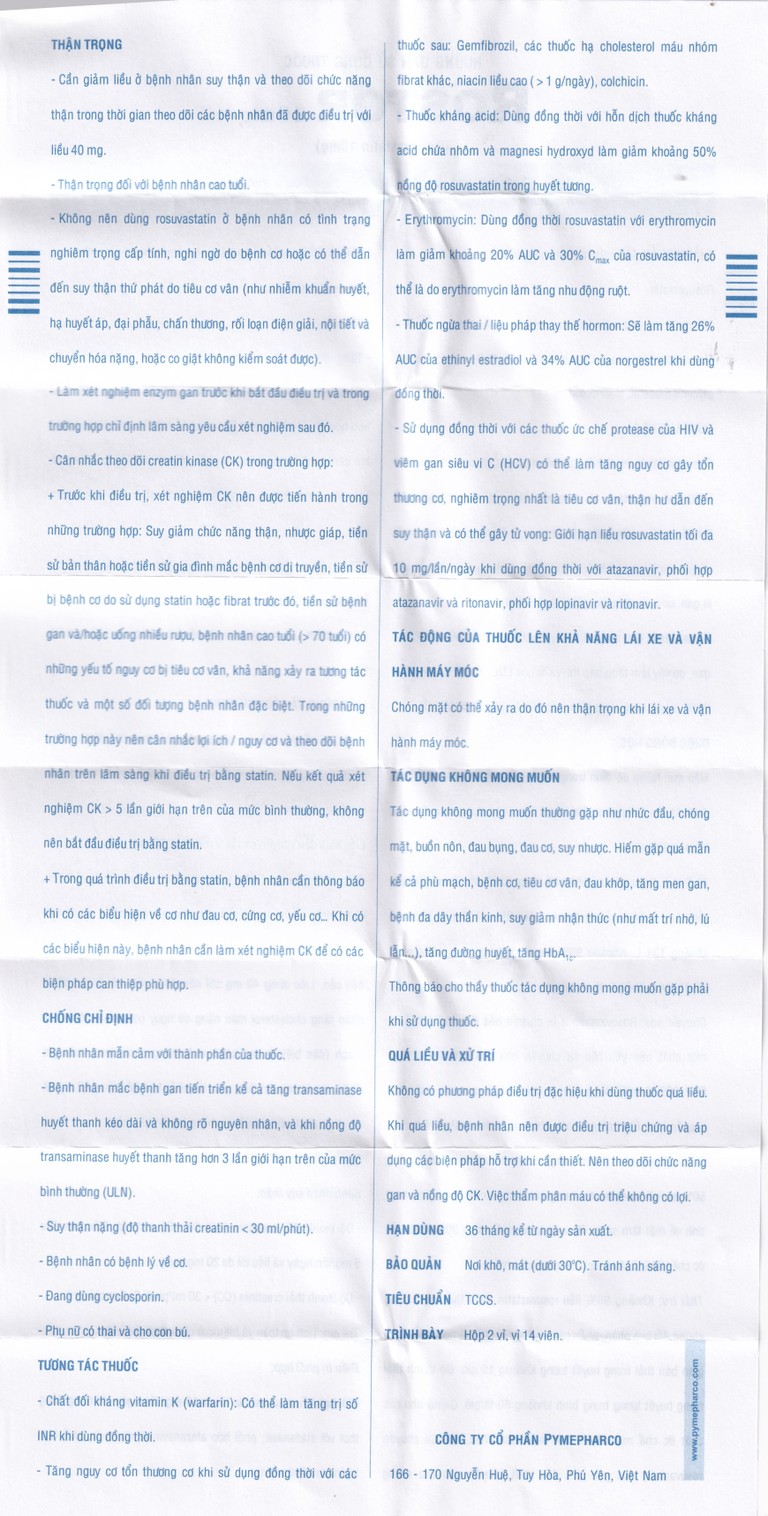 Thuốc Rostor 10mg Pymepharco điều trị tăng cholesterol máu nguyên phát (2 vỉ x 14 viên)