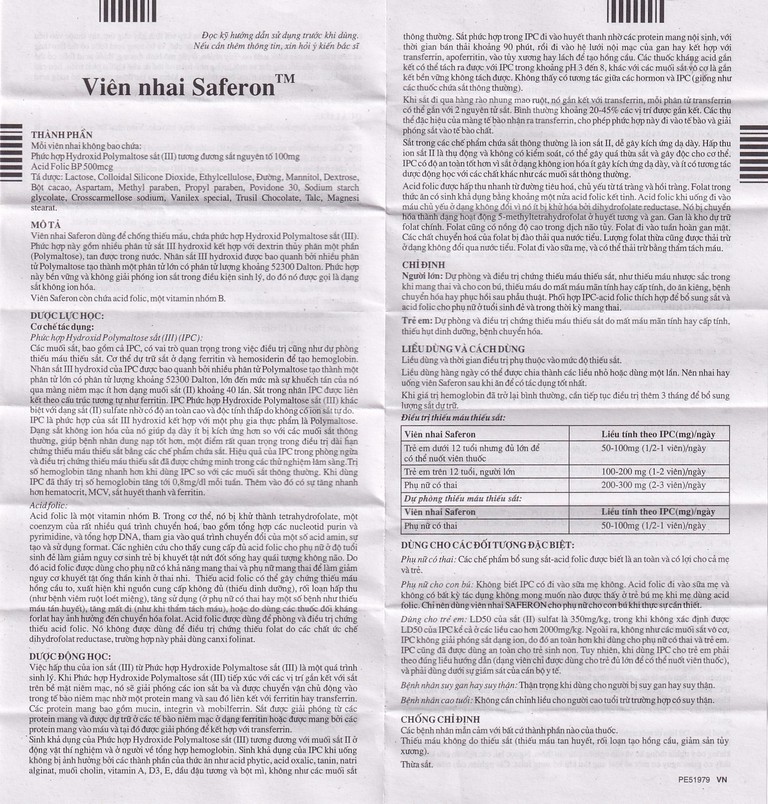 Viên nhai Saferon Glenmark dự phòng và điều trị chứng thiếu máu thiếu sắt (3 vỉ x 10 viên)