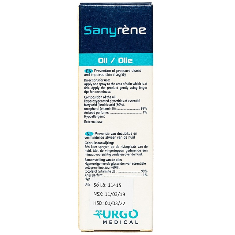 Dung dịch xịt Sanyrène Urgo ngăn ngừa loét do tì đè và điều trị vùng da bị đỏ do hăm tã (20ml)