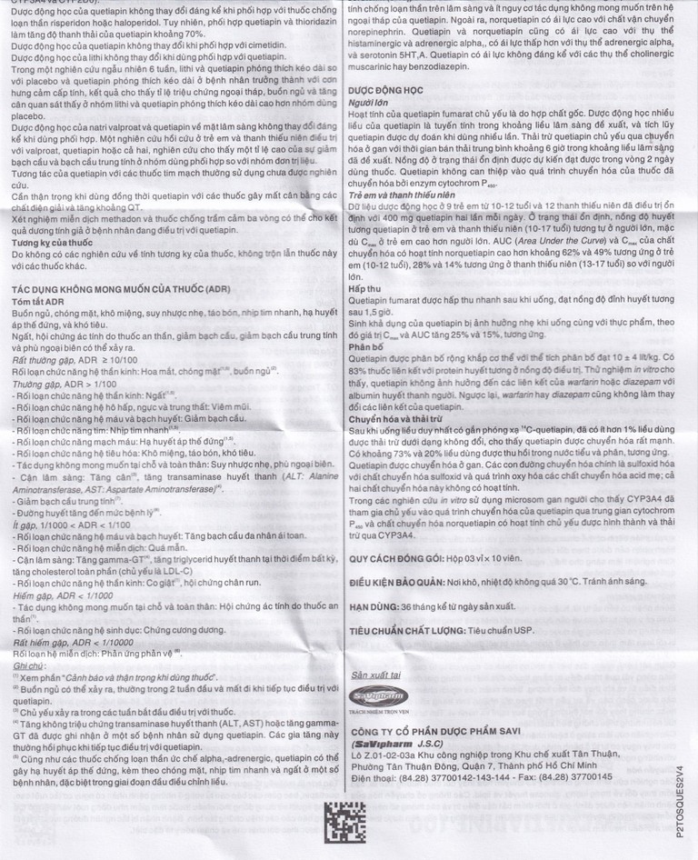 Thuốc Savi Quetiapine 100 điều trị tâm thần phân liệt (3 vỉ x 10 viên)