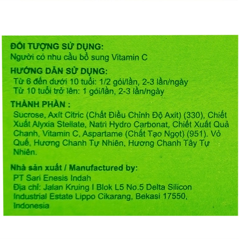 Bột sủi Sensa Cools Enesis giúp thanh nhiệt cơ thể và tăng cường sức đề kháng (6 gói x 7g)