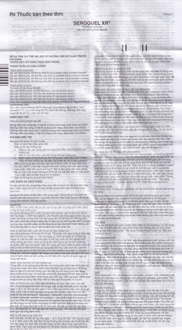 Thuốc Seroquel XR 50mg AstraZeneca điều trị tâm thần phân liệt (3 vỉ x 10 viên)