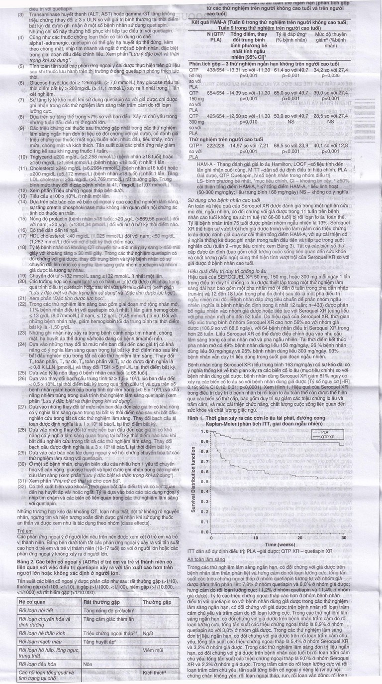 Thuốc Seroquel XR 50mg AstraZeneca điều trị tâm thần phân liệt (3 vỉ x 10 viên)