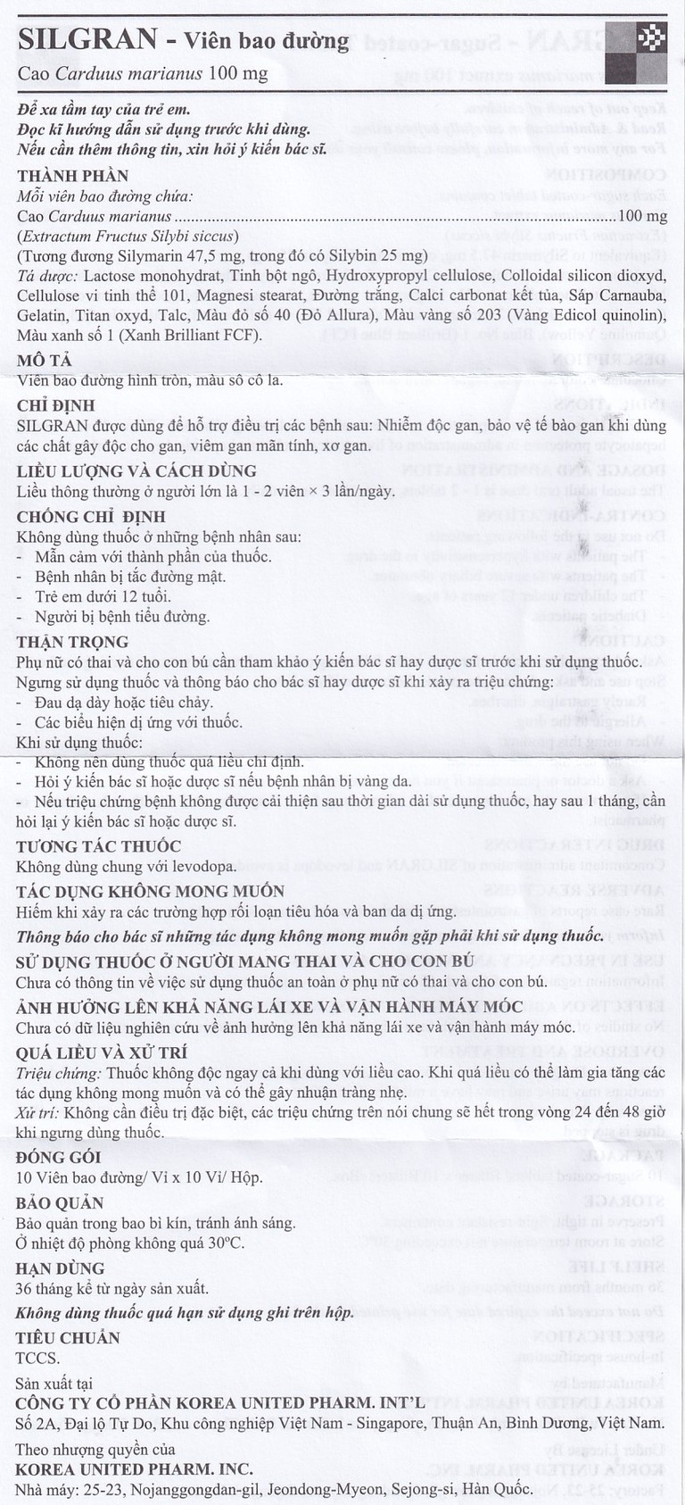 Thuốc Silgran 100mg United điều trị nhiễm độc gan, bảo vệ tế bào gan (10 vỉ x 10 viên)