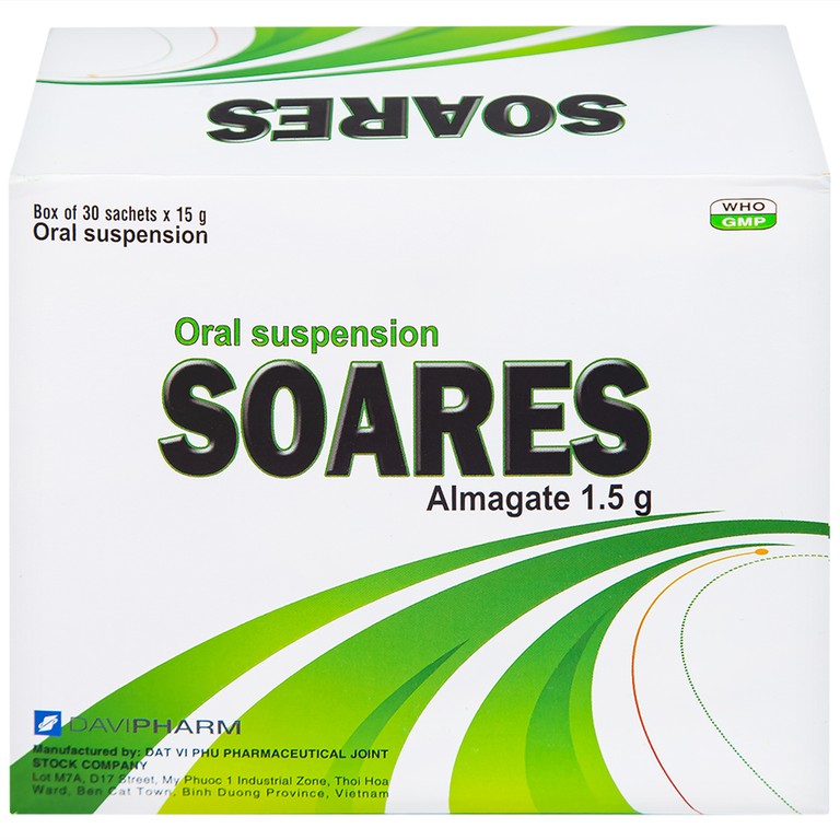 Hỗn dịch uống Soares Davipharm loét dạ dày - tá tràng, viêm dạ dày (30 gói x 15g)