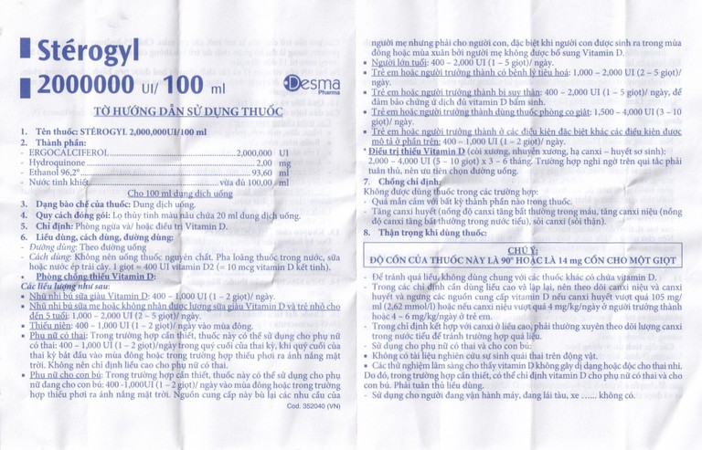 Siro Stérogyl Desma phòng ngừa và điều trị thiếu hụt Vitamin D (20ml)