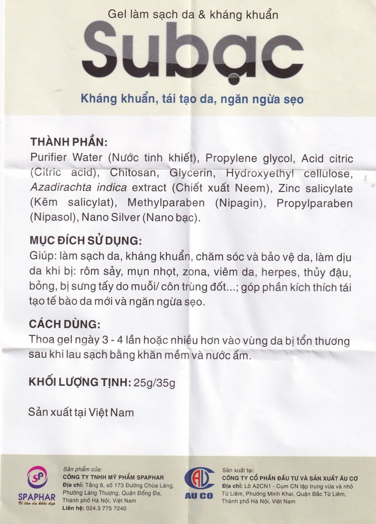 Gel bôi Su Bạc kháng khuẩn, làm sạch da (25g)