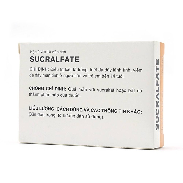 Thuốc Sucralfate Vidipha điều trị loét tá tràng - dạ dày (2 vỉ x 10 viên)