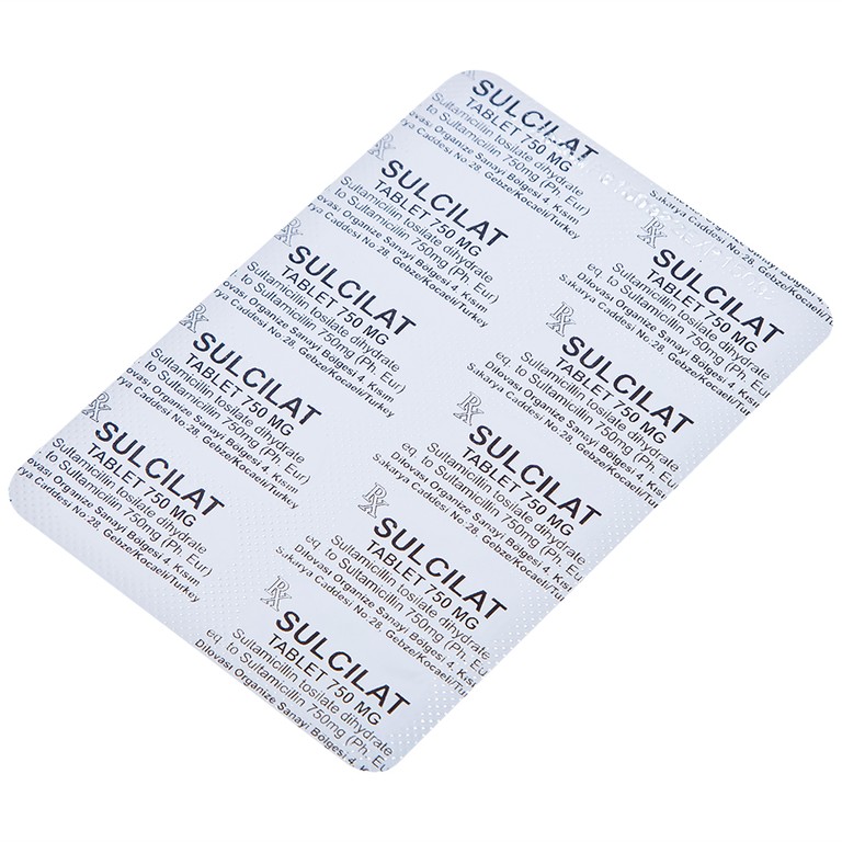 Thuốc Sulcilat 750mg Atabay điều trị các bệnh nhiễm khuẩn (1 vỉ x 10 viên)