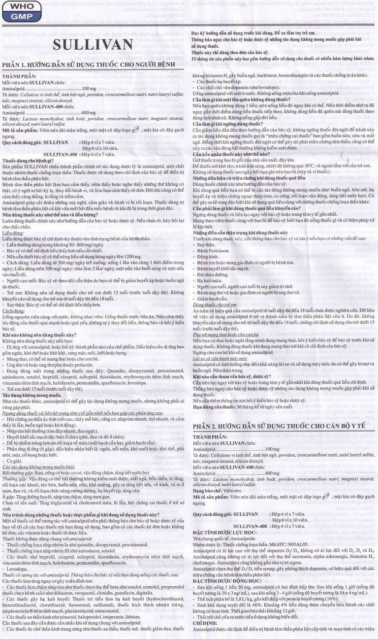 Thuốc Sullivan Davipharm điều trị bệnh tâm thần phân liệt (4 vỉ x 7 viên)