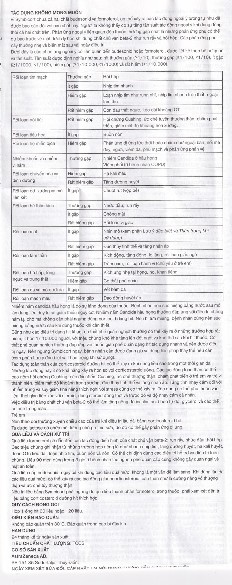 Thuốc bột để hít Symbicort AstraZeneca điều trị hen suyễn (120 liều)