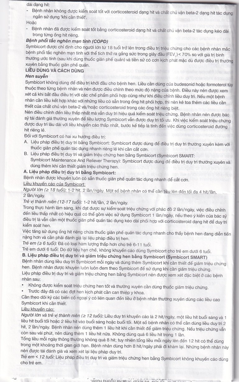 Thuốc bột để hít Symbicort AstraZeneca điều trị hen suyễn (60 liều)