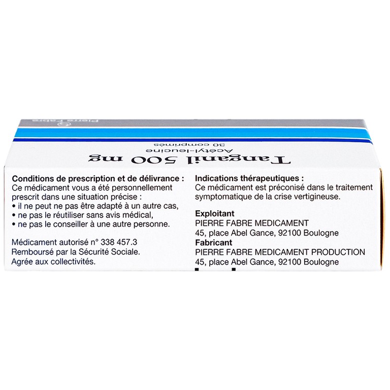 Thuốc Tanganil 500mg Pierre Fabre điều trị cơn chóng mặt (3 vỉ x 10 viên)