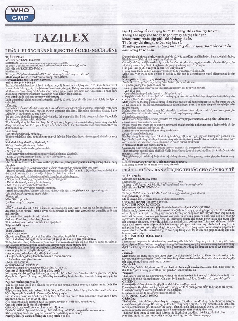 Thuốc Tazilex Davipharm điều trị trước khi phẫu thuật tuyến giáp (10 vỉ x 10 viên) 