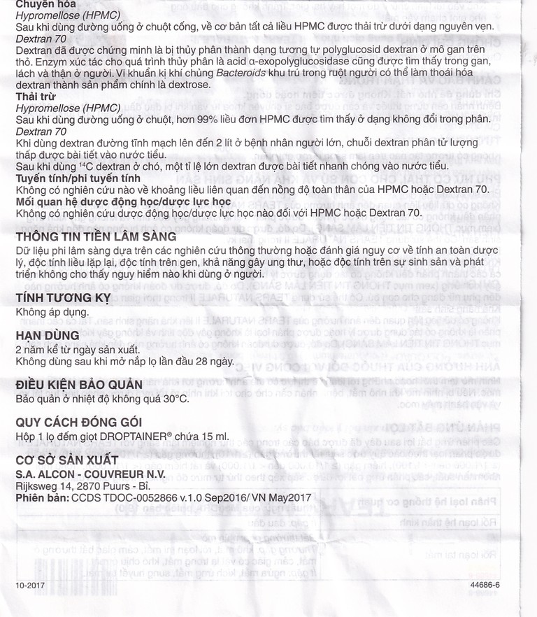 Thuốc nhỏ mắt Tears Naturale II Alcon giảm tiết nước mắt hoặc dịch nhầy (15ml)