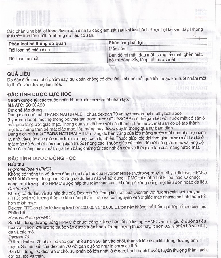 Thuốc nhỏ mắt Tears Naturale II Alcon giảm tiết nước mắt hoặc dịch nhầy (15ml)