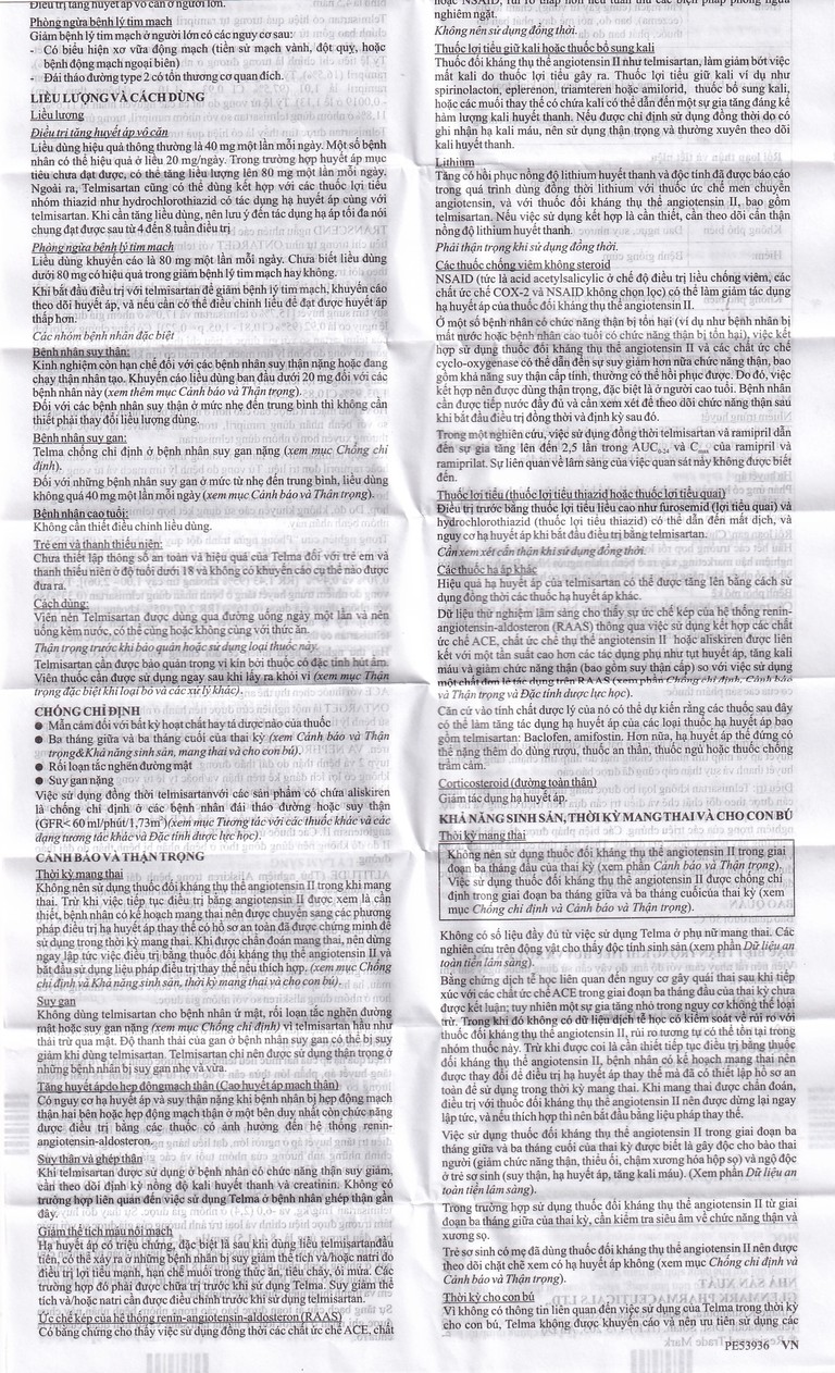 Thuốc Telma 20 Glenmark điều trị tăng huyết áp vô căn (1 vỉ x 10 viên)