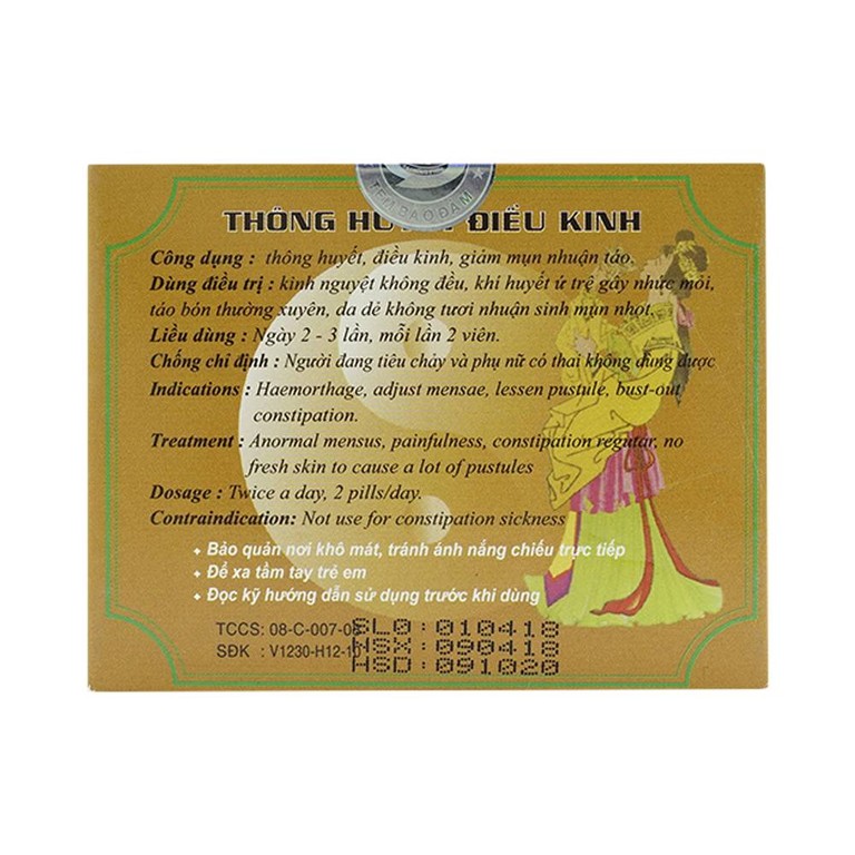 Thuốc Thông Huyết Điều Kinh Hồng Phúc điều trị kinh nguyệt không đều, giảm mụn, nhuận táo (2 vỉ x 10 viên)