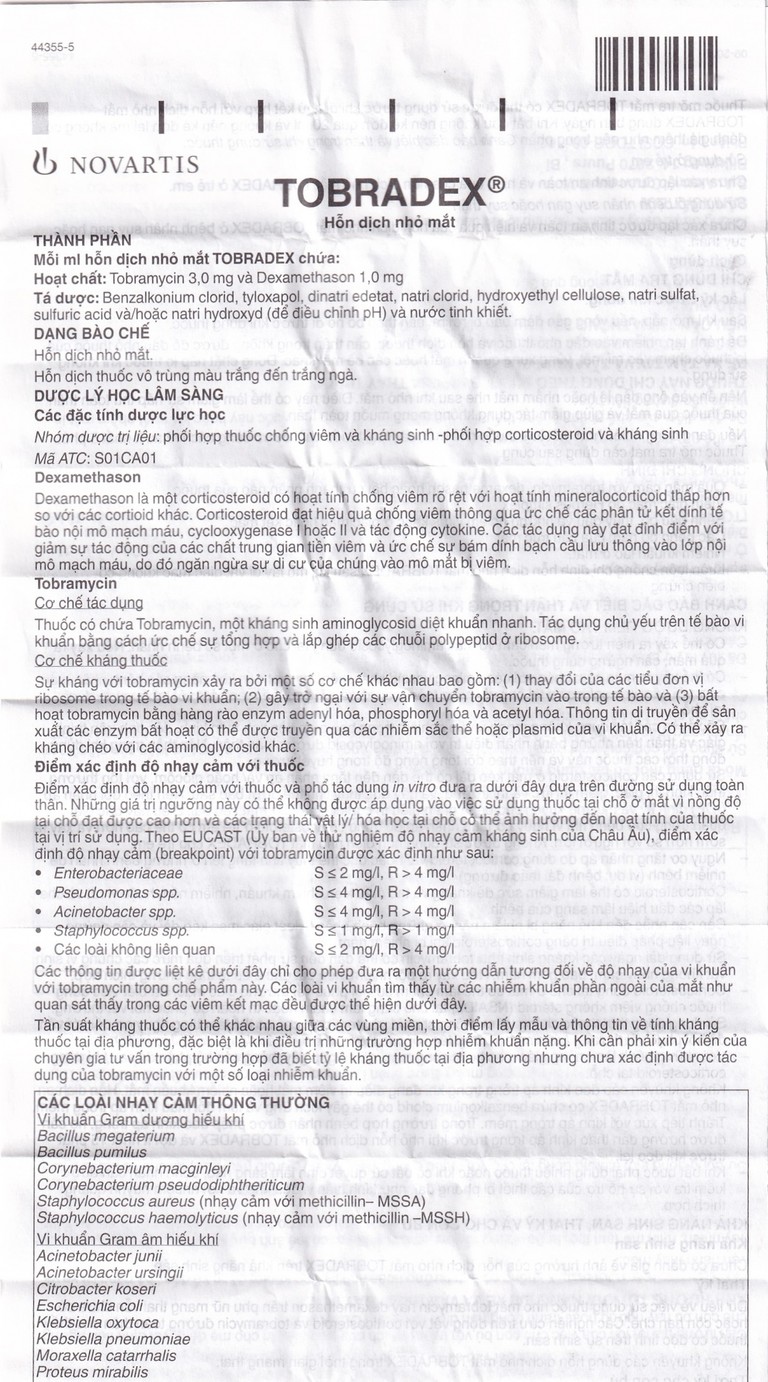 Hỗn dịch nhỏ mắt Tobradex điều trị tình trạng viêm ở mắt (5ml)