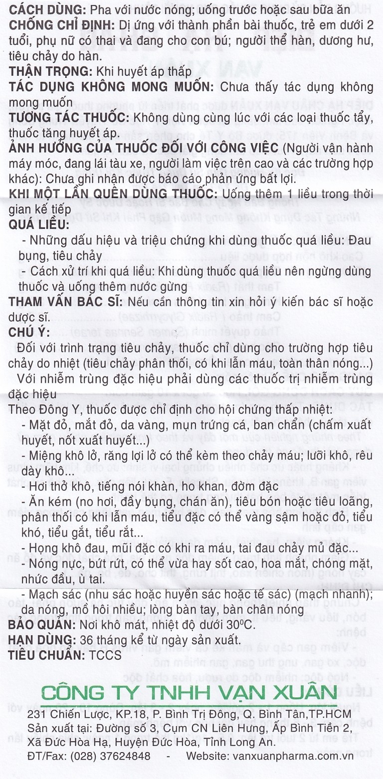 Thuốc cốm Diệp Hạ Châu Vạn Xuân mát gan, giải rượu, trừ mụn độc (20 gói)