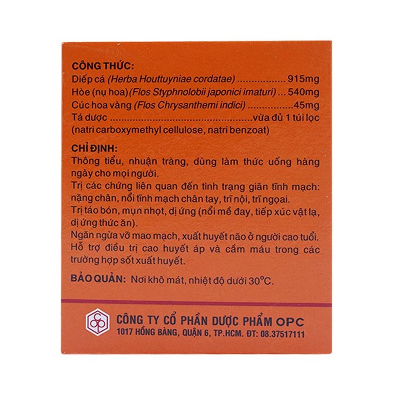 Trà túi lọc Ruton OPC thông tiểu, nhuận tràng, điều trị giãn tĩnh mạch (24 túi x 1,5g)
