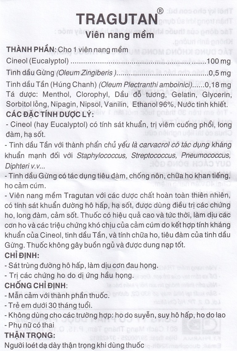 Thuốc Tragutan Dược 3/2 sát trùng đường hô hấp, dịu cơn đau họng (10 vỉ x 10 viên)