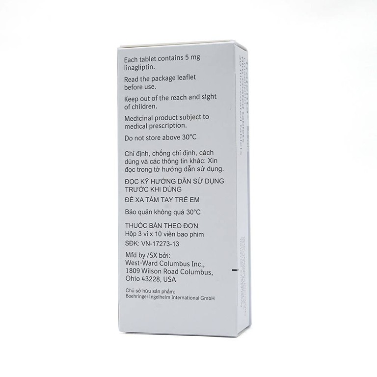 Thuốc Trajenta 5mg Boehringer kiểm soát đường huyết (3 vỉ x 10 viên)