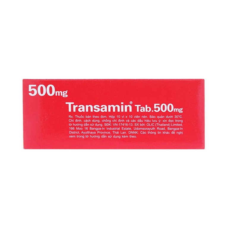 Thuốc Transamin Tab.500mg Daiichi điều trị bệnh bạch huyết, thiếu máu không tái tạo (10 vỉ x 10 viên)
