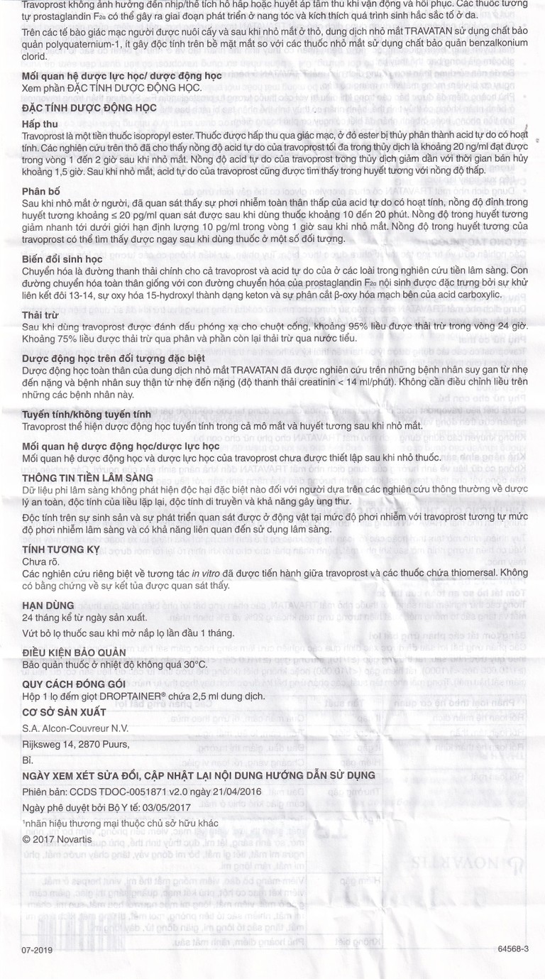 Thuốc nhỏ mắt Travatan Novartis làm giãn nhãn áp (2,5ml)