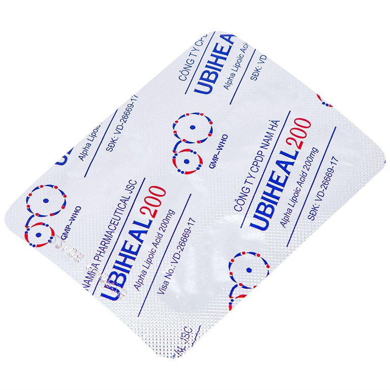 Thuốc Ubiheal 200 Nam Hà điều trị các rối loạn cảm giác  do bệnh thần kinh đái tháo đường (5 vỉ x 6 viên)