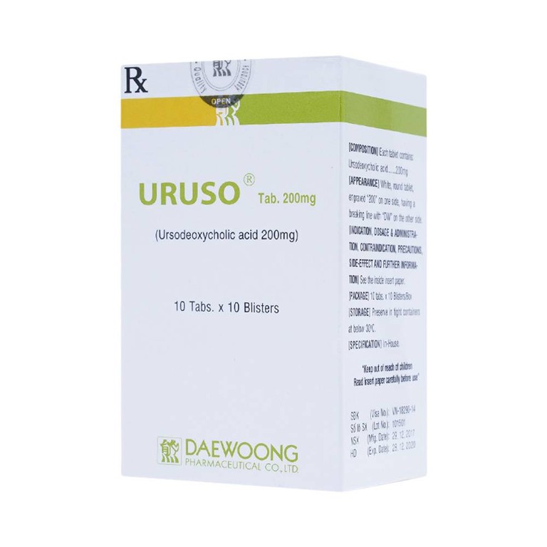 Thuốc Uruso Tab. 200mg Daewoong điều trị sỏi mật (10 vỉ x 10 viên)