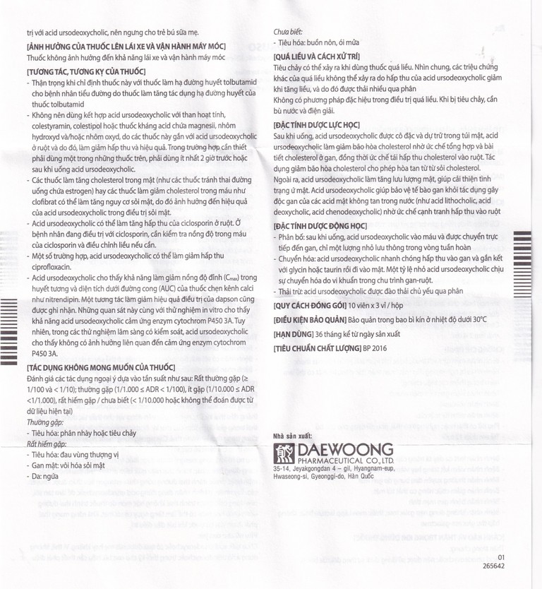 Thuốc Uruso Tab 300mg Daewoong điều trị sỏi mật (3 vỉ x 10 viên)