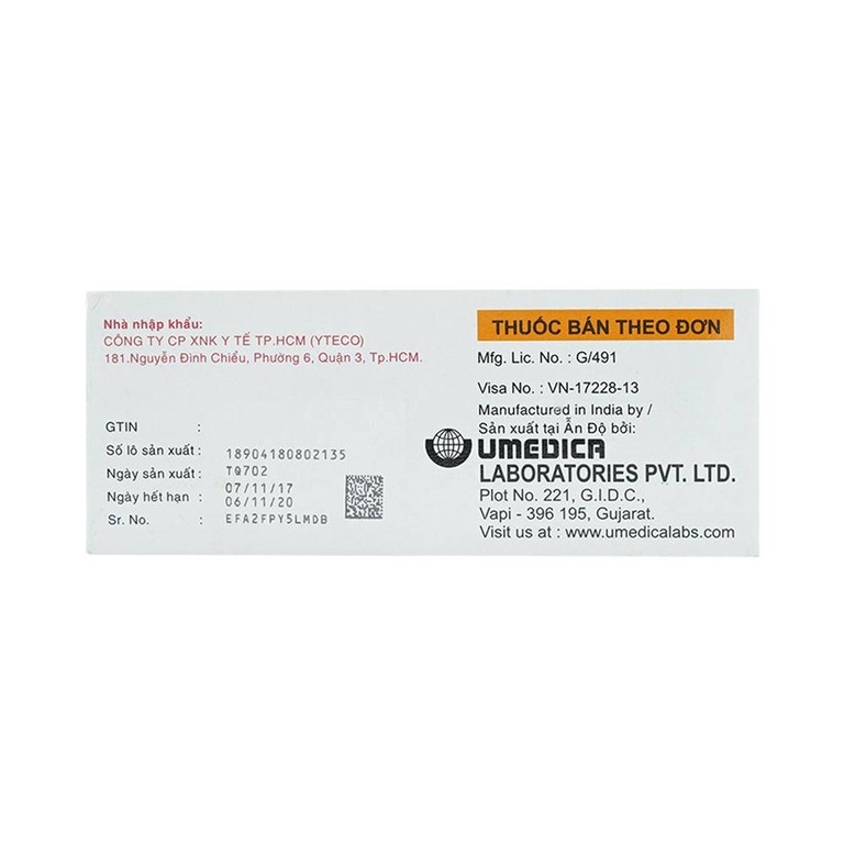 Thuốc Utralene-50 Umedica điều trị trầm cảm (10 vỉ x 10 viên)